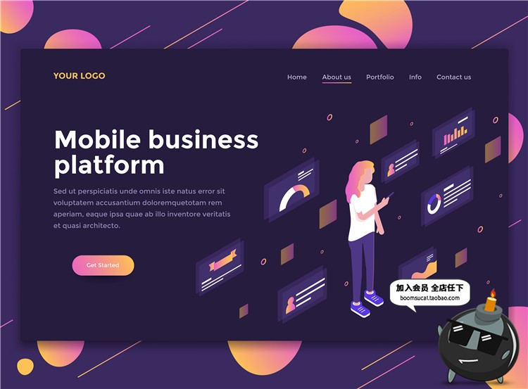 图片[3]-2.5D扁平化商务办公UI网页页面排版插画设计AI矢量PSD分层素材-设计猿