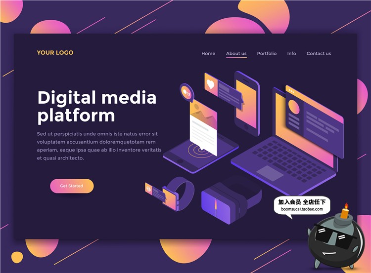 图片[5]-2.5D扁平化商务办公UI网页页面排版插画设计AI矢量PSD分层素材-设计猿