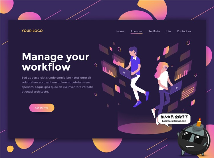 图片[6]-2.5D扁平化商务办公UI网页页面排版插画设计AI矢量PSD分层素材-设计猿