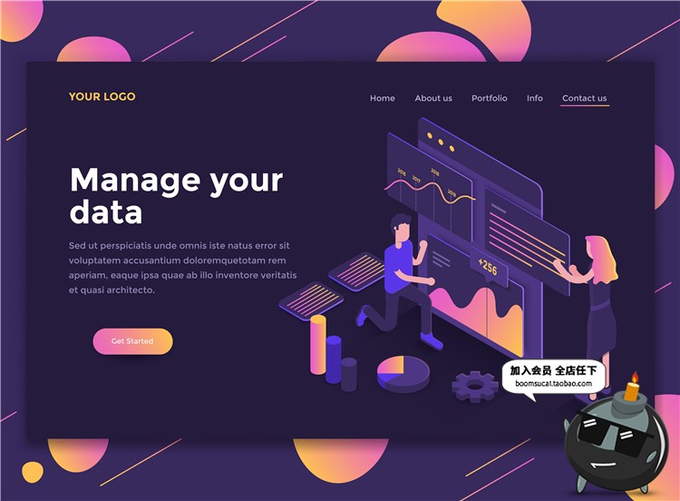 图片[8]-2.5D扁平化商务办公UI网页页面排版插画设计AI矢量PSD分层素材-设计猿