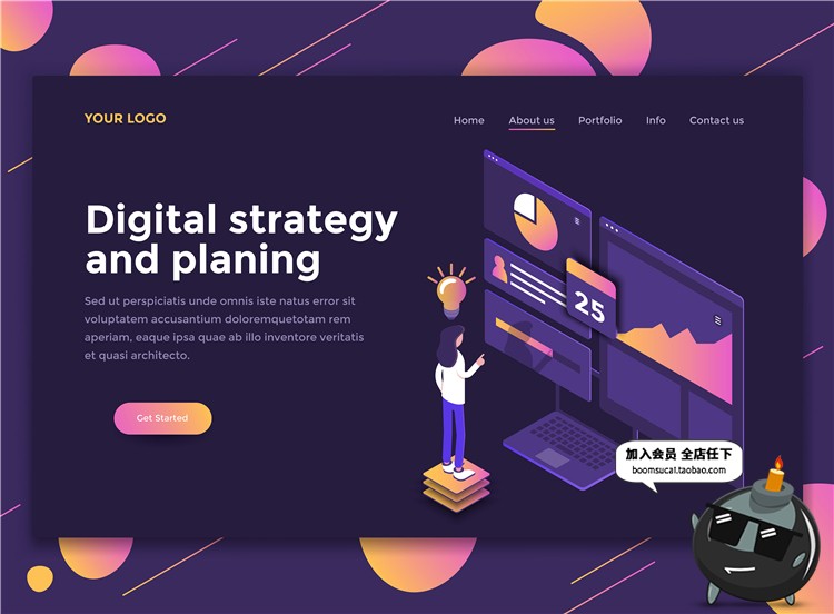 图片[9]-2.5D扁平化商务办公UI网页页面排版插画设计AI矢量PSD分层素材-设计猿