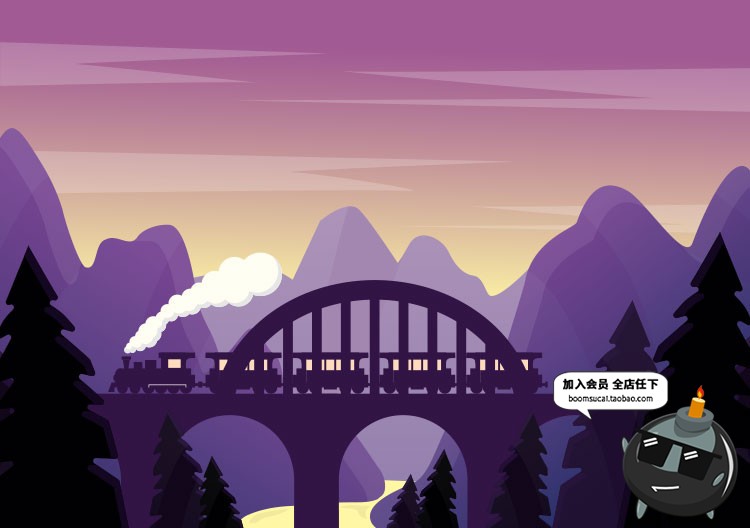 图片[5]-扁平化简约唯美游戏场景文章配图山脉自然风景AI矢量插画PSD素材-设计猿