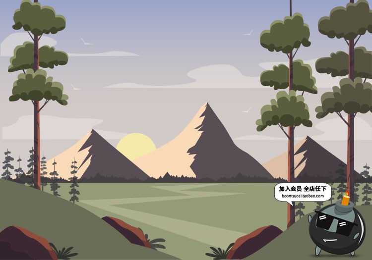 图片[14]-扁平化简约唯美游戏场景文章配图山脉自然风景AI矢量插画PSD素材-设计猿