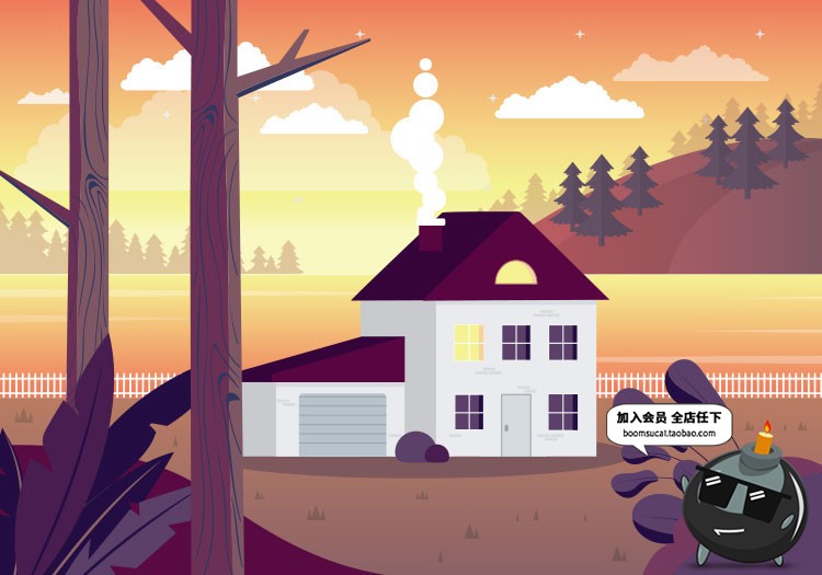 图片[28]-扁平化简约唯美游戏场景文章配图山脉自然风景AI矢量插画PSD素材-设计猿