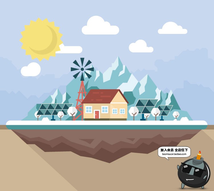 图片[33]-扁平化简约唯美游戏场景文章配图山脉自然风景AI矢量插画PSD素材-设计猿