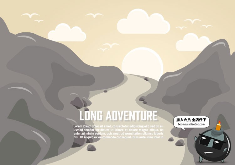 图片[39]-扁平化简约唯美游戏场景文章配图山脉自然风景AI矢量插画PSD素材-设计猿