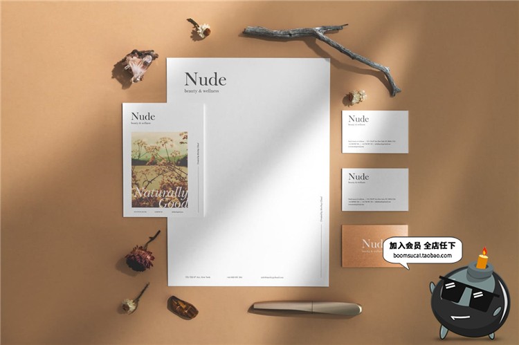 图片[7]-优雅品牌小样套装烫金办公文具桌面摆件元素文创样机PSD模板素材-设计猿