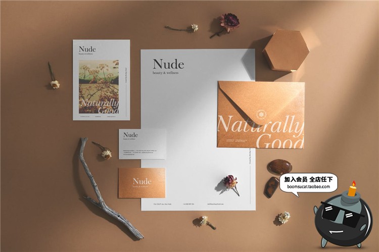 图片[9]-优雅品牌小样套装烫金办公文具桌面摆件元素文创样机PSD模板素材-设计猿