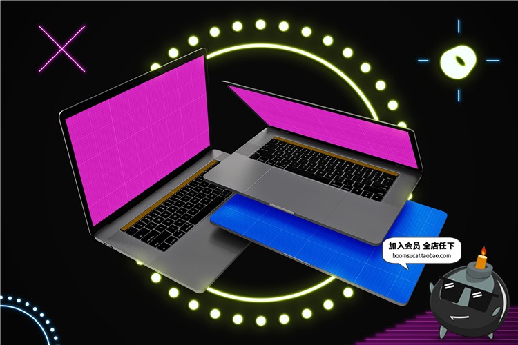 图片[2]-游戏笔记本电脑样机屏幕外观图案贴图效果展示PSD模板PS设计素材-设计猿