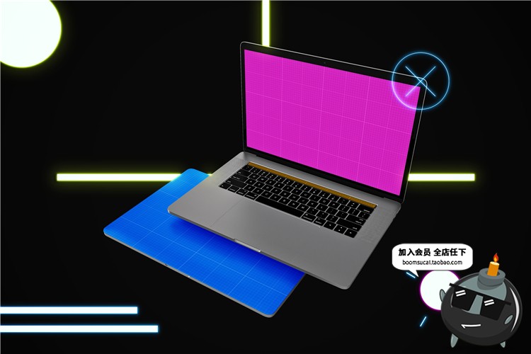 图片[3]-游戏笔记本电脑样机屏幕外观图案贴图效果展示PSD模板PS设计素材-设计猿