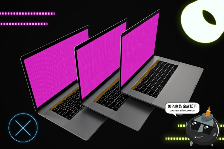 图片[5]-游戏笔记本电脑样机屏幕外观图案贴图效果展示PSD模板PS设计素材-设计猿