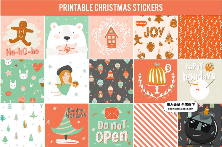 图片[1]-卡通圣诞节动物白熊天使糖果插画背景贺卡包装平面设计AI矢量素材-设计猿