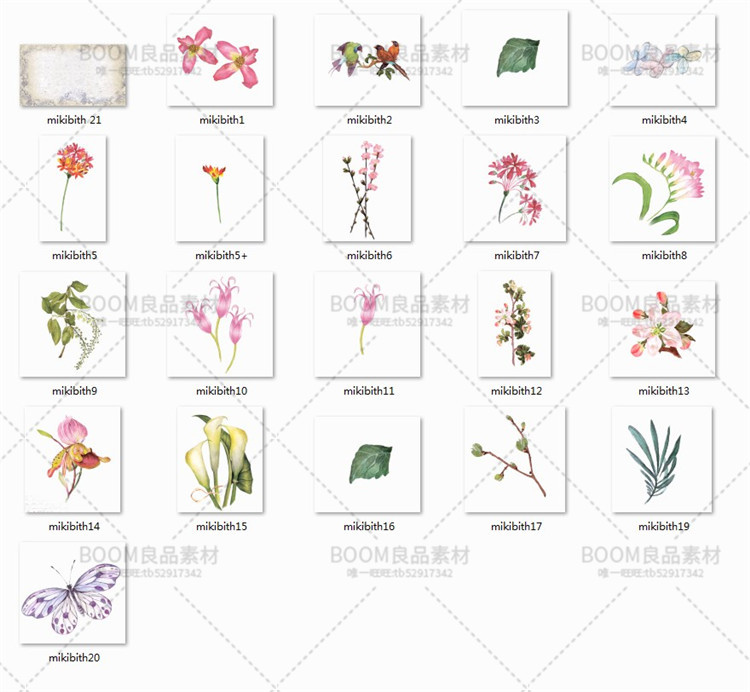 图片[2]-唯美水彩手绘热带丛林植物插画花朵元素背景PNG免抠元素设计素材-设计猿