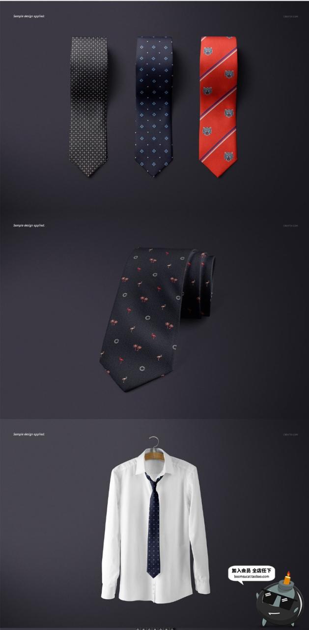 图片[2]-职场商务领带配饰文创样机分层模型智能贴图效果展示PSD模板素材-设计猿