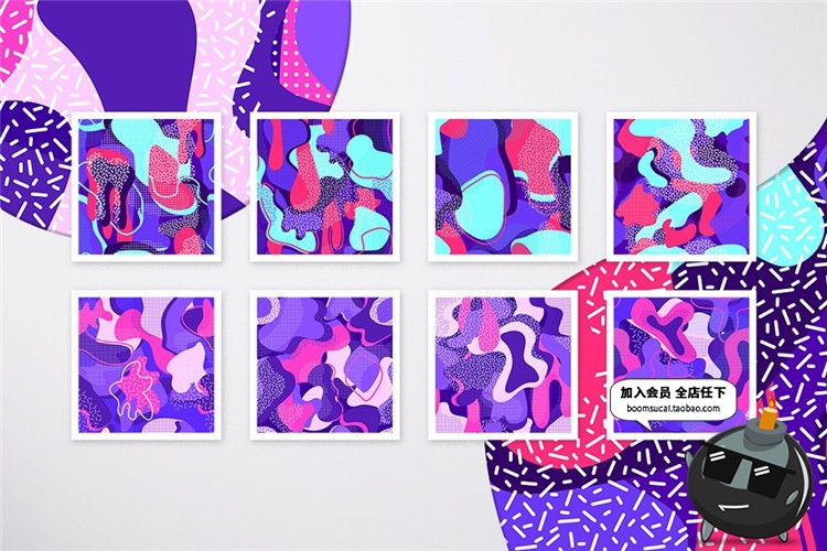 图片[3]-薰衣草抽象蒸汽波平铺图案主题紫色印刷矢量AI素材纹理JPG图片-设计猿