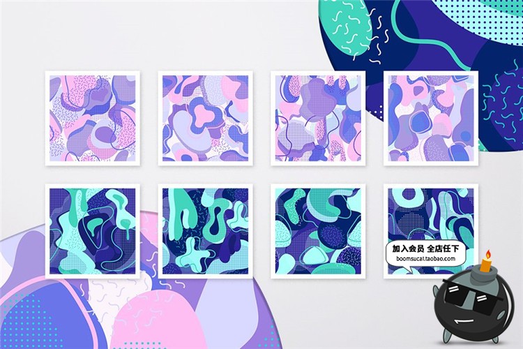 图片[4]-薰衣草抽象蒸汽波平铺图案主题紫色印刷矢量AI素材纹理JPG图片-设计猿