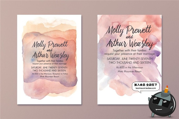 图片[5]-梦幻文艺唯美水彩水洗泼墨晚会婚礼邀请函请柬PSD模板设计PS素材-设计猿