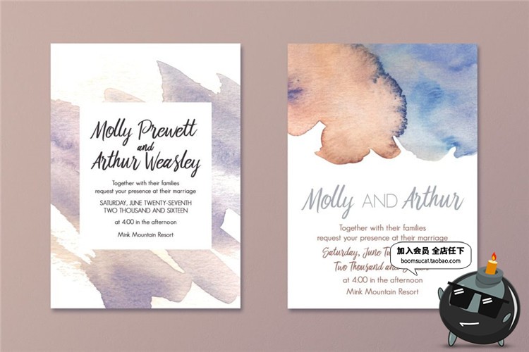 图片[7]-梦幻文艺唯美水彩水洗泼墨晚会婚礼邀请函请柬PSD模板设计PS素材-设计猿
