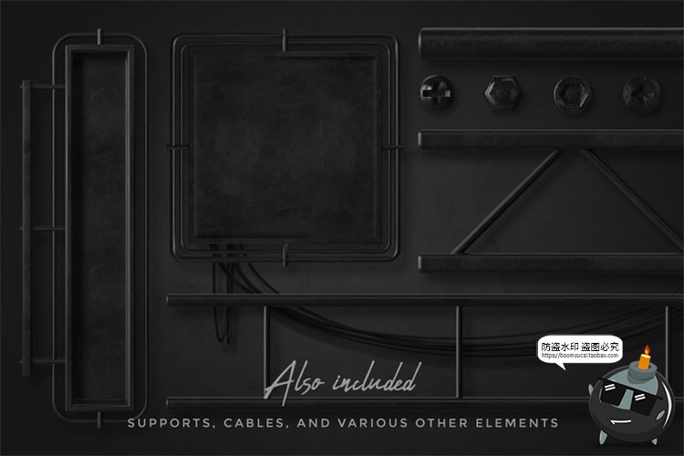 图片[5]-霓虹灯专题字母效果灯管铁架招牌后期PNG装饰元素PSD模板PS素材-设计猿