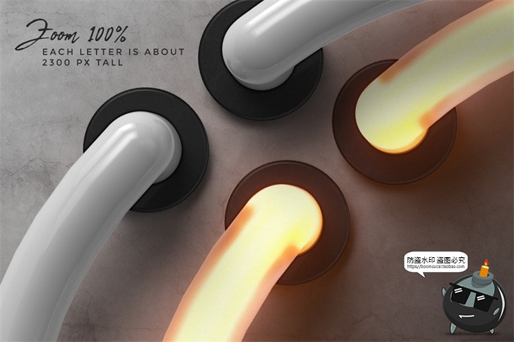 图片[6]-霓虹灯专题字母效果灯管铁架招牌后期PNG装饰元素PSD模板PS素材-设计猿