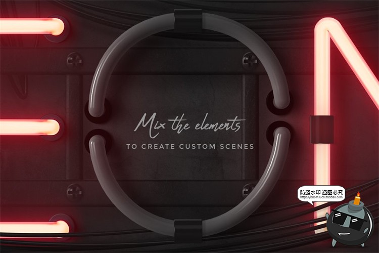 图片[7]-霓虹灯专题字母效果灯管铁架招牌后期PNG装饰元素PSD模板PS素材-设计猿