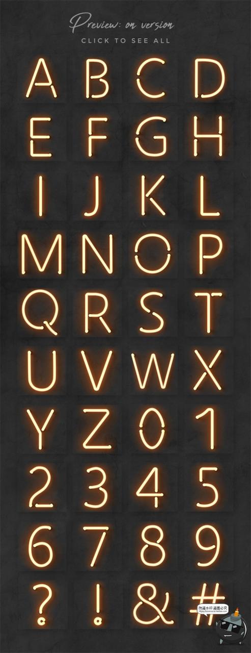 图片[10]-霓虹灯专题字母效果灯管铁架招牌后期PNG装饰元素PSD模板PS素材-设计猿