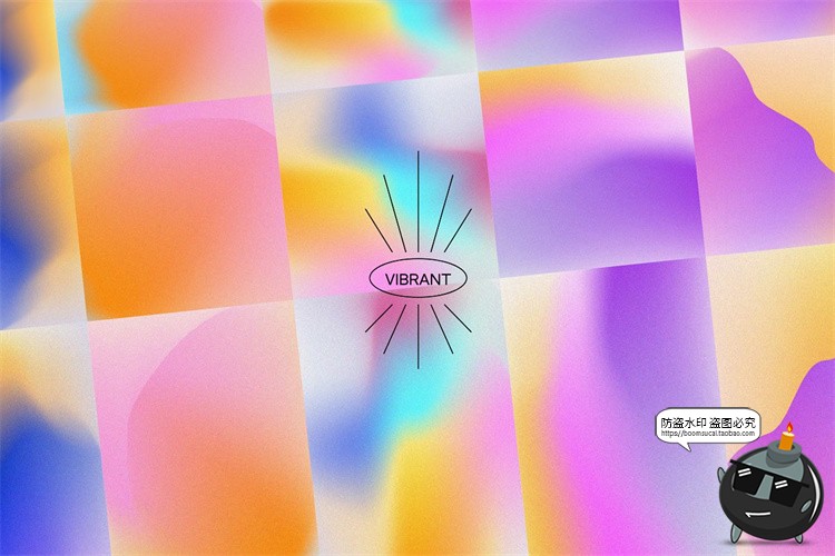 图片[9]-渐变专题低饱和度颗粒感噪点纹理抽象形状装饰AI矢量PSD模板素材-设计猿