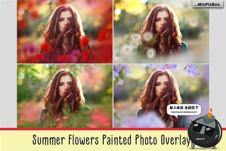 图片[2]-烂漫花海影楼鲜花边框特效飘落效果覆盖叠加PS素材PNG免扣图片-设计猿