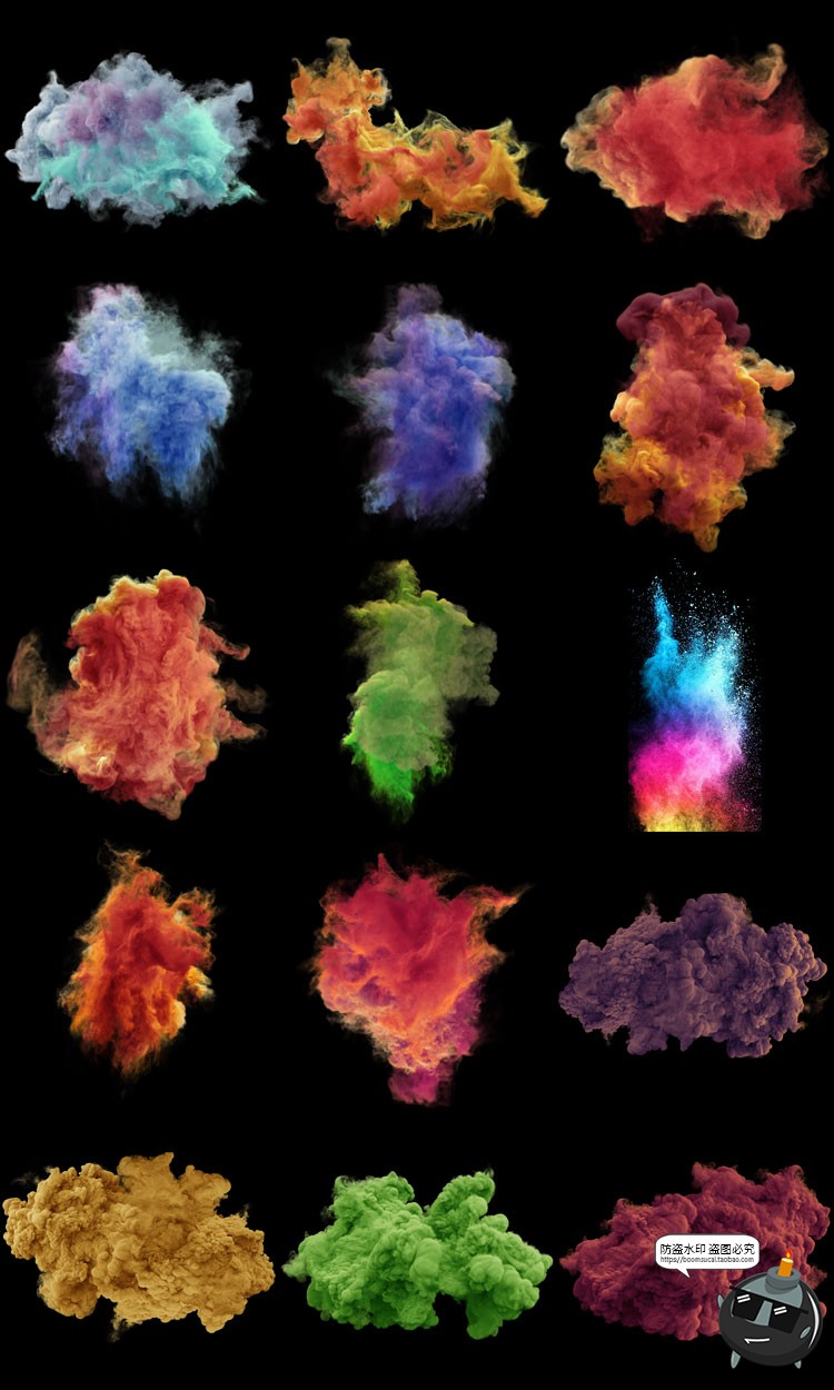 图片[5]-160款彩色烟雾发散迷雾喷发爆炸效果PNG免抠后期合成元素PS素材-设计猿