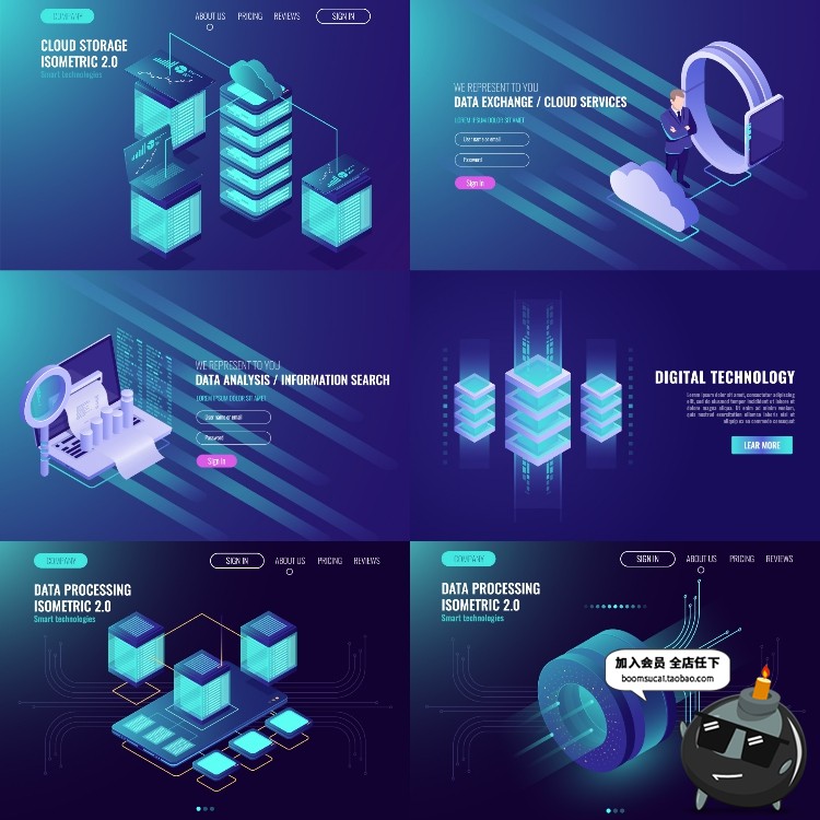 图片[7]-2.5D等距立体UI插画商务科技技术网页元素海报AI矢量设计素材-设计猿
