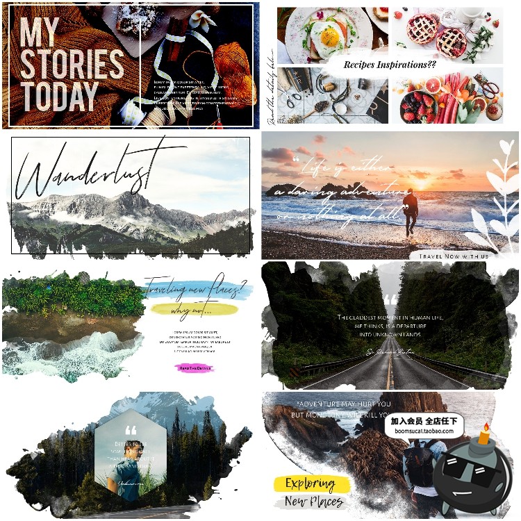 图片[1]-欧美banner海报水彩横幅模板图文排版H5页面引导页面PSD设计素材-设计猿