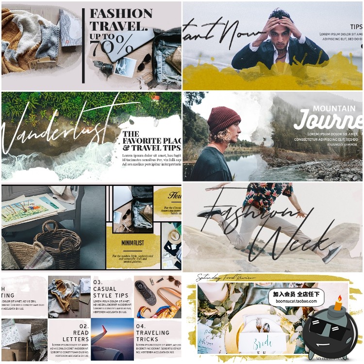 图片[3]-欧美banner海报水彩横幅模板图文排版H5页面引导页面PSD设计素材-设计猿