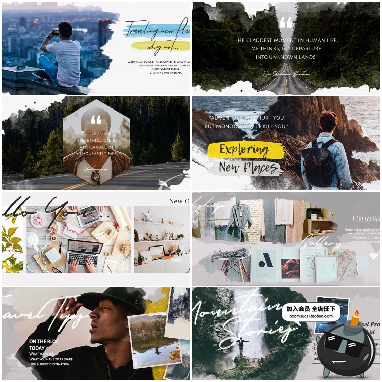 图片[4]-欧美banner海报水彩横幅模板图文排版H5页面引导页面PSD设计素材-设计猿