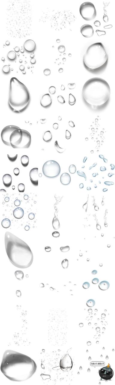 图片[1]-透明水珠水滴雨滴雨水水泡节约用水元素PNG透明背景免抠图片素材-设计猿