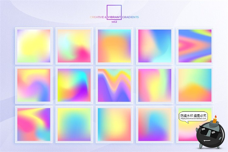 图片[3]-五彩绚丽渐变色蒸汽波风格形状背景包装图案AI矢量JPG图片素材-设计猿