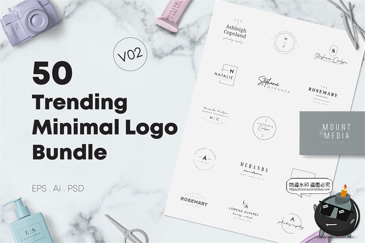 图片[1]-50款英文小清新图标标志LOGO图形徽章PSD模板源文件AI矢量素材-设计猿