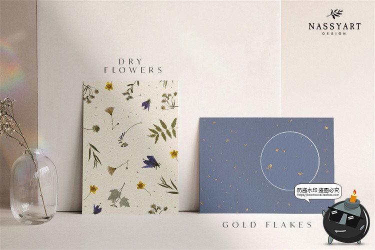 图片[4]-复古手工纸文艺优雅金色干花底纹纹理肌理高清背景JPG图片素材-设计猿