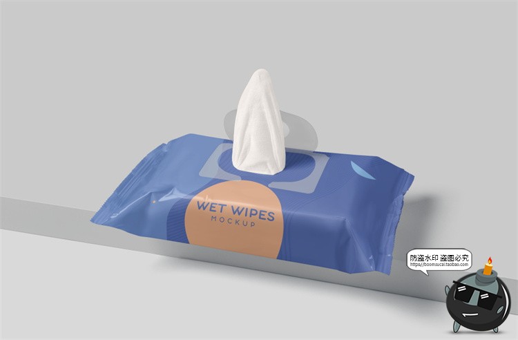 图片[5]-抽式婴儿湿巾湿纸巾包装效果图展示VI智能贴图样机PSD模板PS素材-设计猿