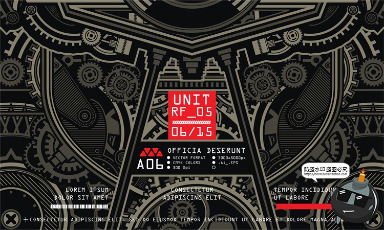 图片[5]-赛博朋克齿轮蒸汽工业机械信息图插画图案背景图AI模板矢量素材-设计猿