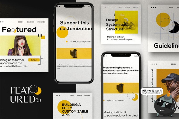 图片[3]-创意时尚清新简约现代商务文字海报图文照片排版PSD模板PS素材-设计猿