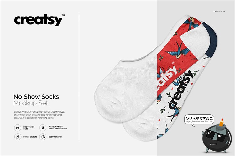 图片[1]-船袜短袜袜子女袜低帮隐形袜样机mockups智能贴图PSD模板PS素材-设计猿