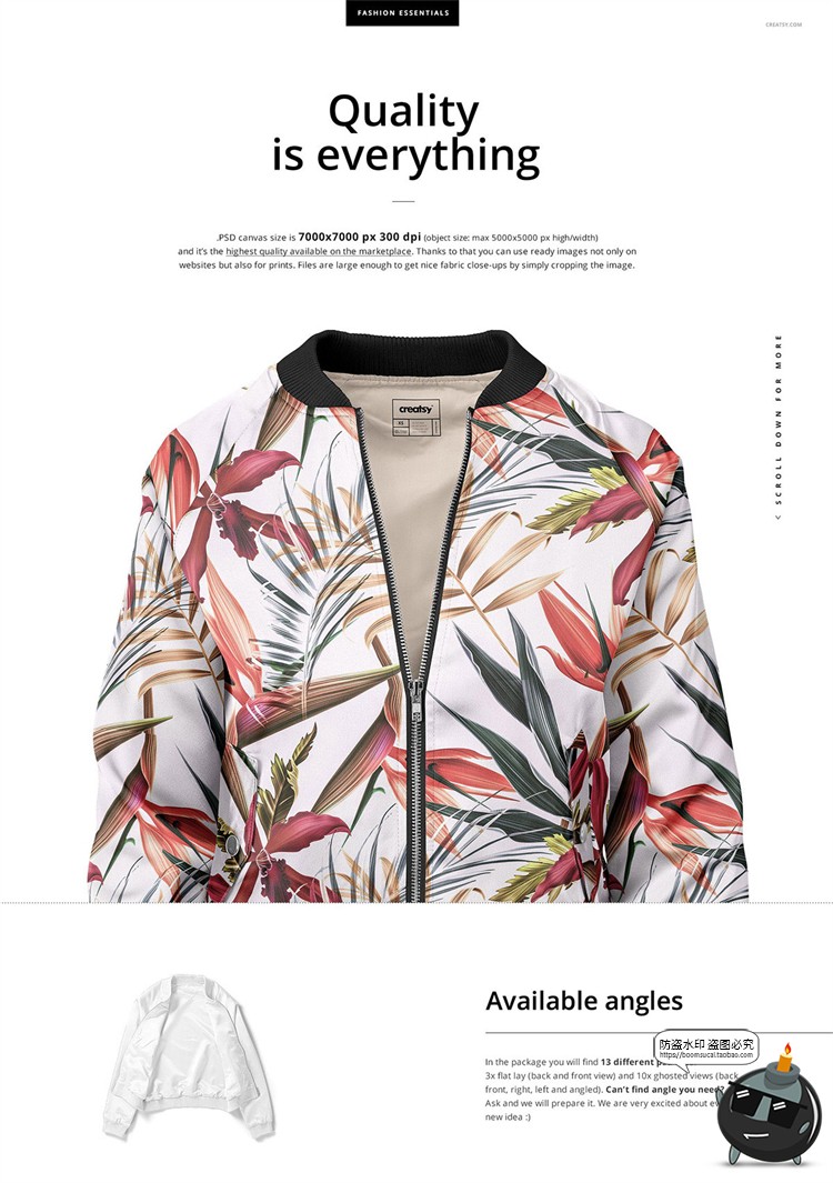 图片[2]-女式夹克拉链外套上衣便服智能贴图展示mockups样机PSD模板PS素材-设计猿