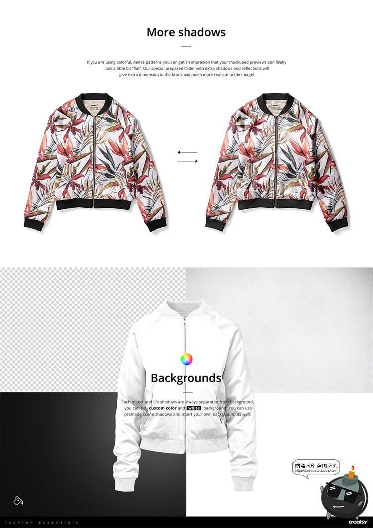 图片[6]-女式夹克拉链外套上衣便服智能贴图展示mockups样机PSD模板PS素材-设计猿