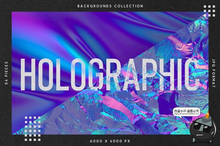 图片[1]-潮流全息渐变褶皱反光锡箔纸霓虹风格纹理底纹背景JPG图片素材-设计猿