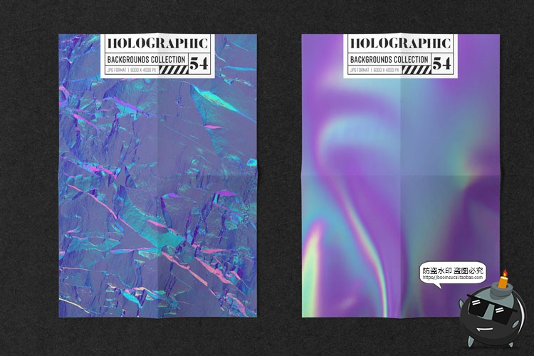图片[2]-潮流全息渐变褶皱反光锡箔纸霓虹风格纹理底纹背景JPG图片素材-设计猿