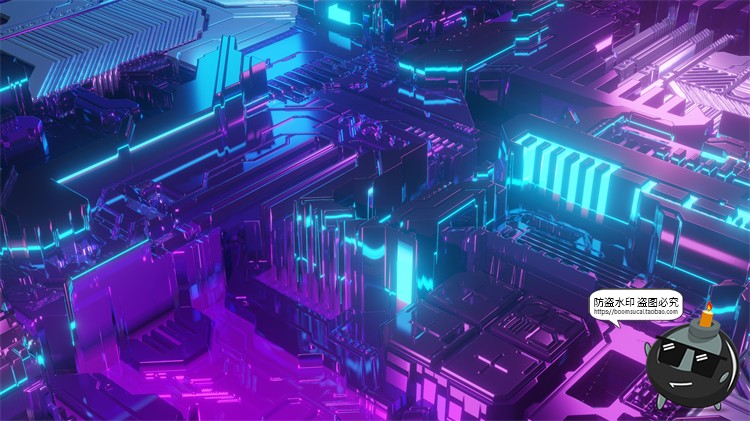 图片[3]-赛博朋克风抽象技术科技主机电路板霓虹背景底纹场景JPG图片素材-设计猿
