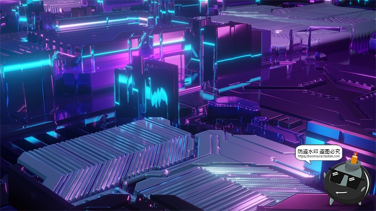 图片[4]-赛博朋克风抽象技术科技主机电路板霓虹背景底纹场景JPG图片素材-设计猿