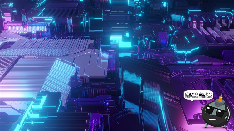 图片[6]-赛博朋克风抽象技术科技主机电路板霓虹背景底纹场景JPG图片素材-设计猿