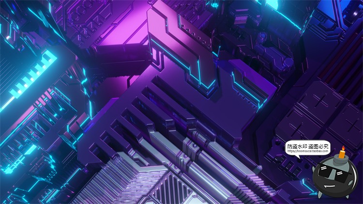 图片[9]-赛博朋克风抽象技术科技主机电路板霓虹背景底纹场景JPG图片素材-设计猿