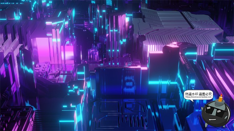 图片[14]-赛博朋克风抽象技术科技主机电路板霓虹背景底纹场景JPG图片素材-设计猿